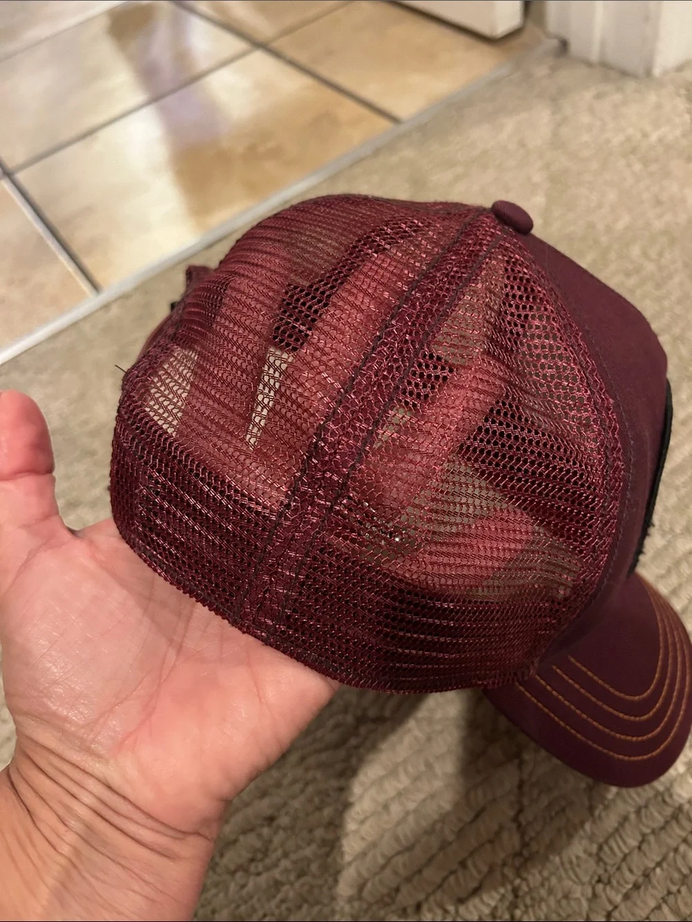 Goorin Bros Burgundy Panther Trucker Hat with Yellow Stitching - Picture 11 of 16